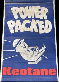 1960s Keotane Power Packed Keotane Advertising Service Station Canvas Banner Sign