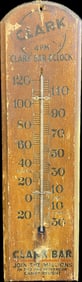 Clark Bar Original Wooden 1930s Advertising Thermometer Sign