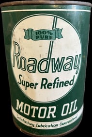 Full Roadway Super Refined Motor Oil Metal Quart Can