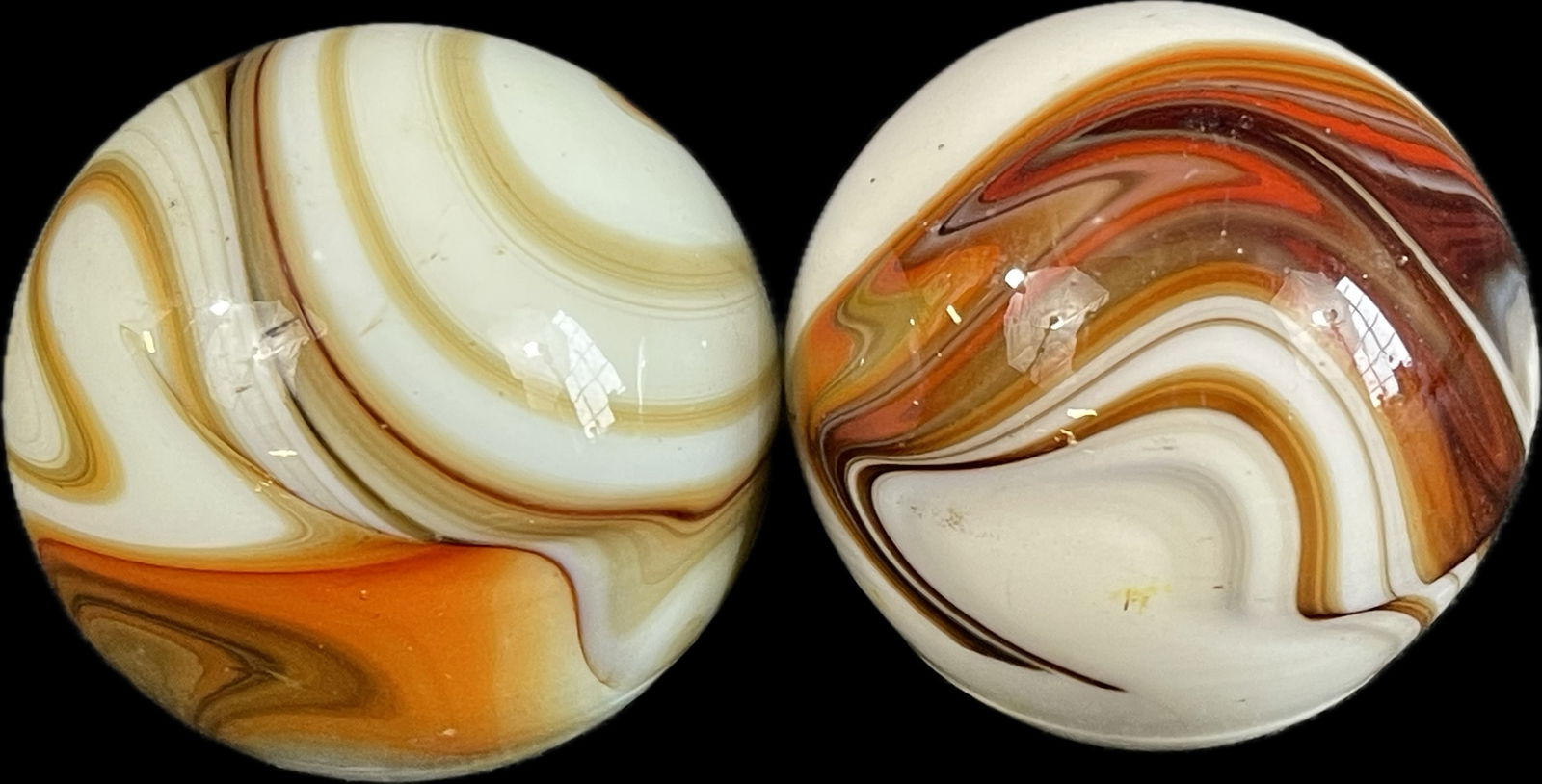 Stunning Pair Brown Caramel Orange Red Marble Gear Shift Knobs (1 of 9)