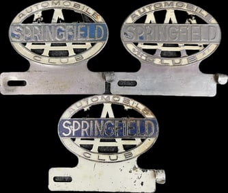 Lot 3 Original 1950s AAA Springfield Ohio Automobile Club Metal License Plate Toppers