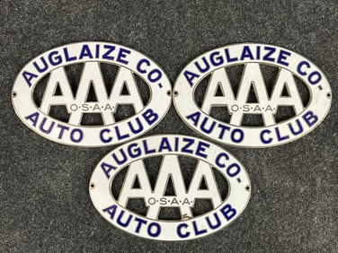 Lot 3 NOS Ohio State Automobile Association OSAA Auglaize Co Auto Club Brass Enamel License Plate