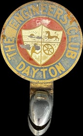 Scarce Early 1930s The Engineers Club Dayton Ohio Original License Plate Topper