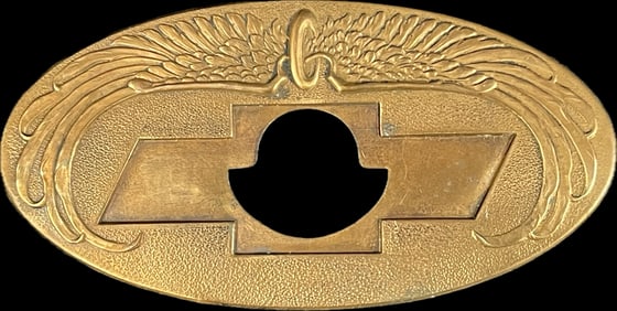1928 Chevrolet Grille Emblem Base Enamel & Brass Radiator Badge