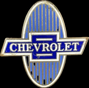 Original 1930s Porcelain Enamel Chevrolet Radiator Badge High Grade