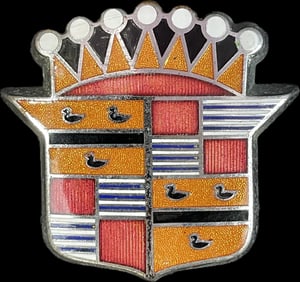 Cadillac Motors Brass  & Enamel 1940s High Grade Radiator Automotive Badge