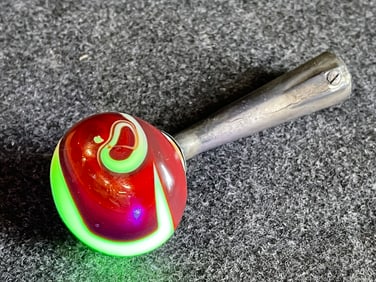 Wonderful Red Swirl & Jadite Marble Uranium Glass Automotive Shift Knob