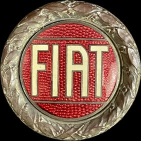 Vintage Fiat Motor Car Red Enamel Radiator Emblem Car Badge