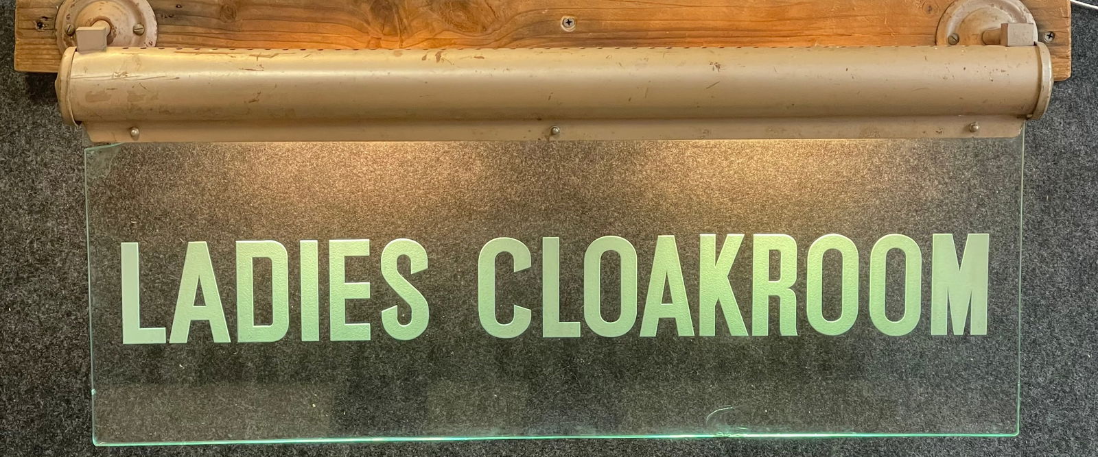 Incredible 30s Ladies Cloakroom Etched Glass Lighted Advertising Sign (1 of 7)