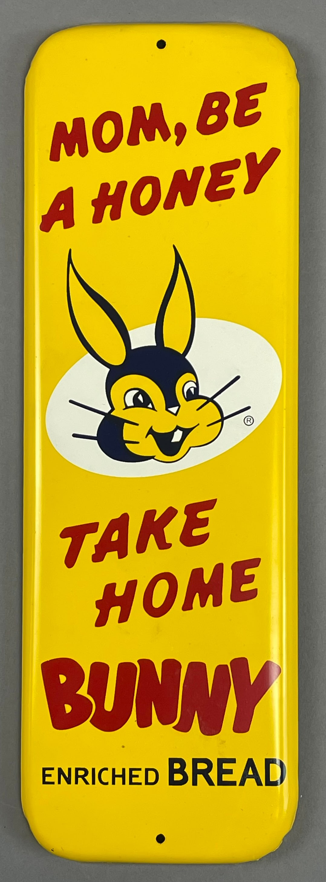 Mom Be A Honey Take Home Bunny Enriched Bread Metal Door Push Advertising Sign (1 of 3)