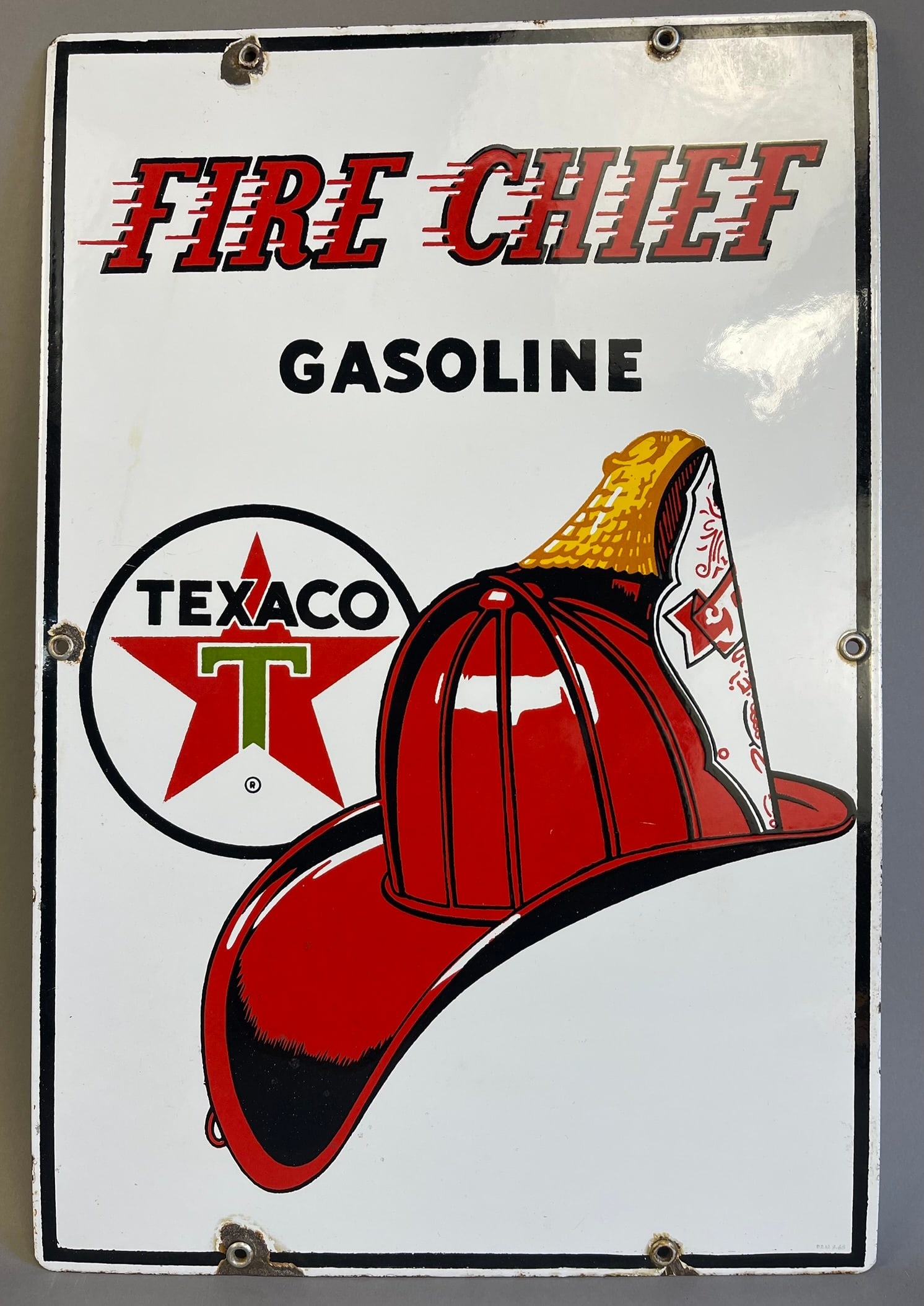 Texaco Fire Chief Dated 1965 Single Sided Porcelain Canadian Gas Pump Plate Sign (1 of 9)