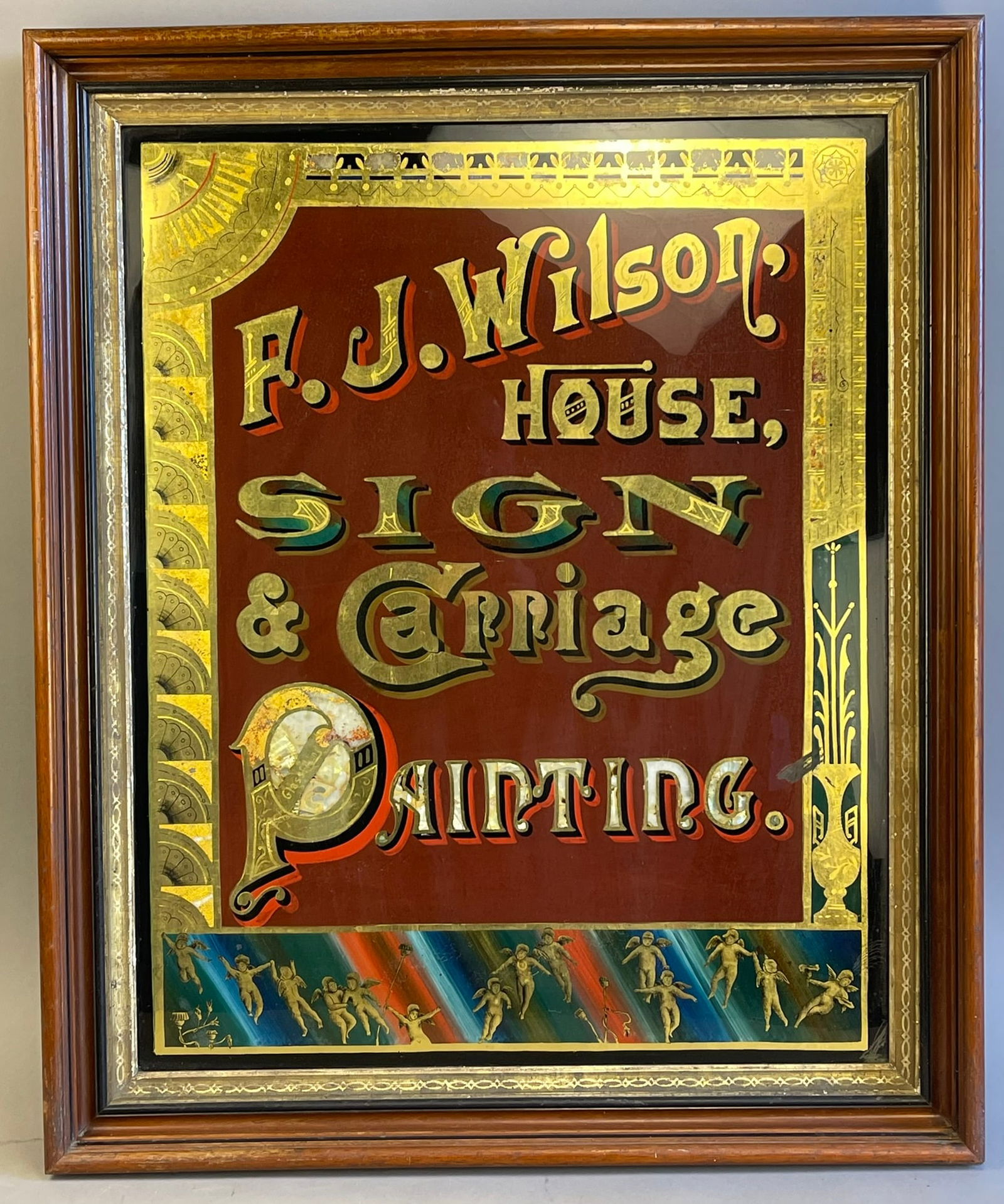 Incredible 1880s F.J. Wilson House, Sign & Carriage Painting Original Reverse Painted Glass (1 of 19)