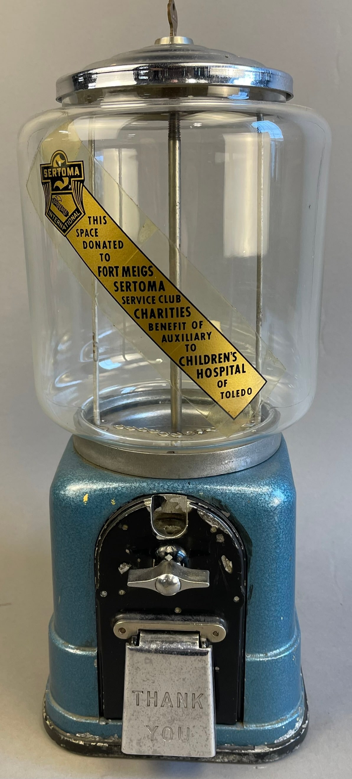 Great Original 1960s 1 Cent Bubble Gum Candy Dispenser w/ Detroit Vendor Tag & Key (1 of 11)