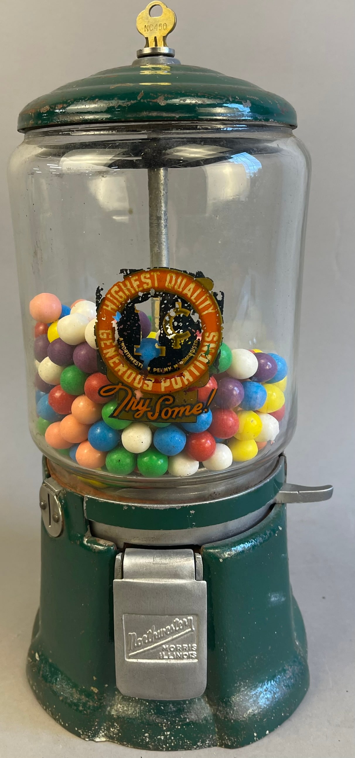 Northwestern Original 1 Cent Bubble Gum Candy Dispenser w/ Key (1 of 10)