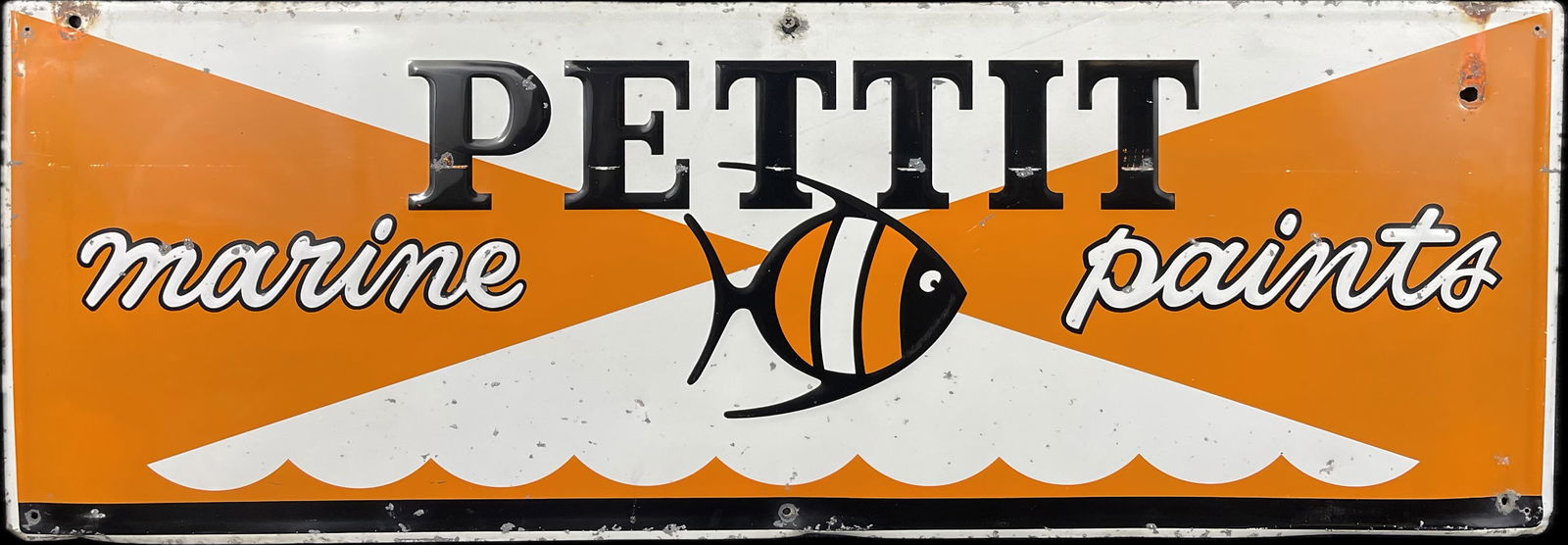 Vintage 1960s Pettit Marine Paints Embossed Advertising Painted Metal Sign (1 of 10)