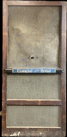 Original 1940s-50s General Store Screen Door w/ Pair Colonial Bread Door Pushes & Kick Plate