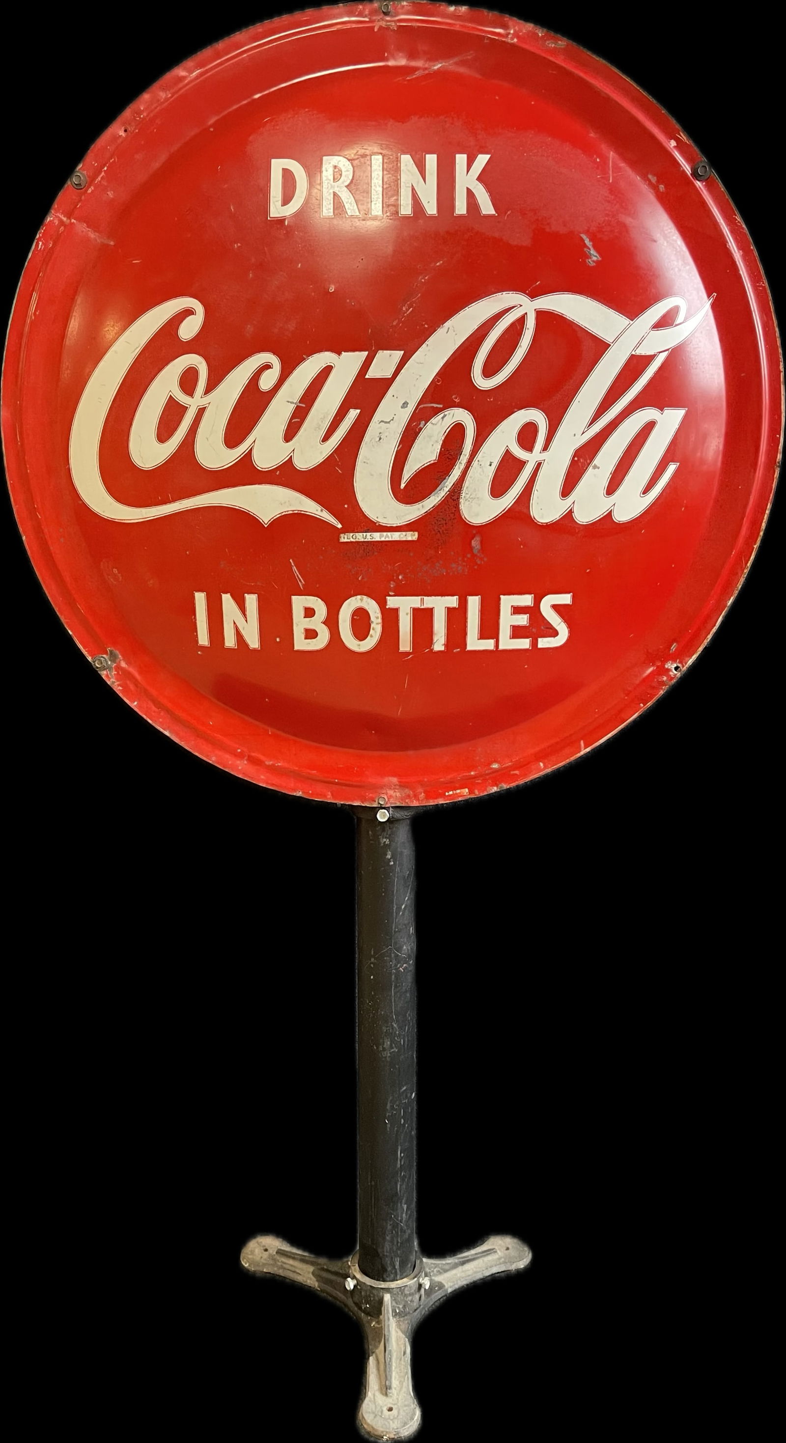 1954 Dated Coca Cola Curbside Advertising Sign w/ Pair Convex Buttons (1 of 20)