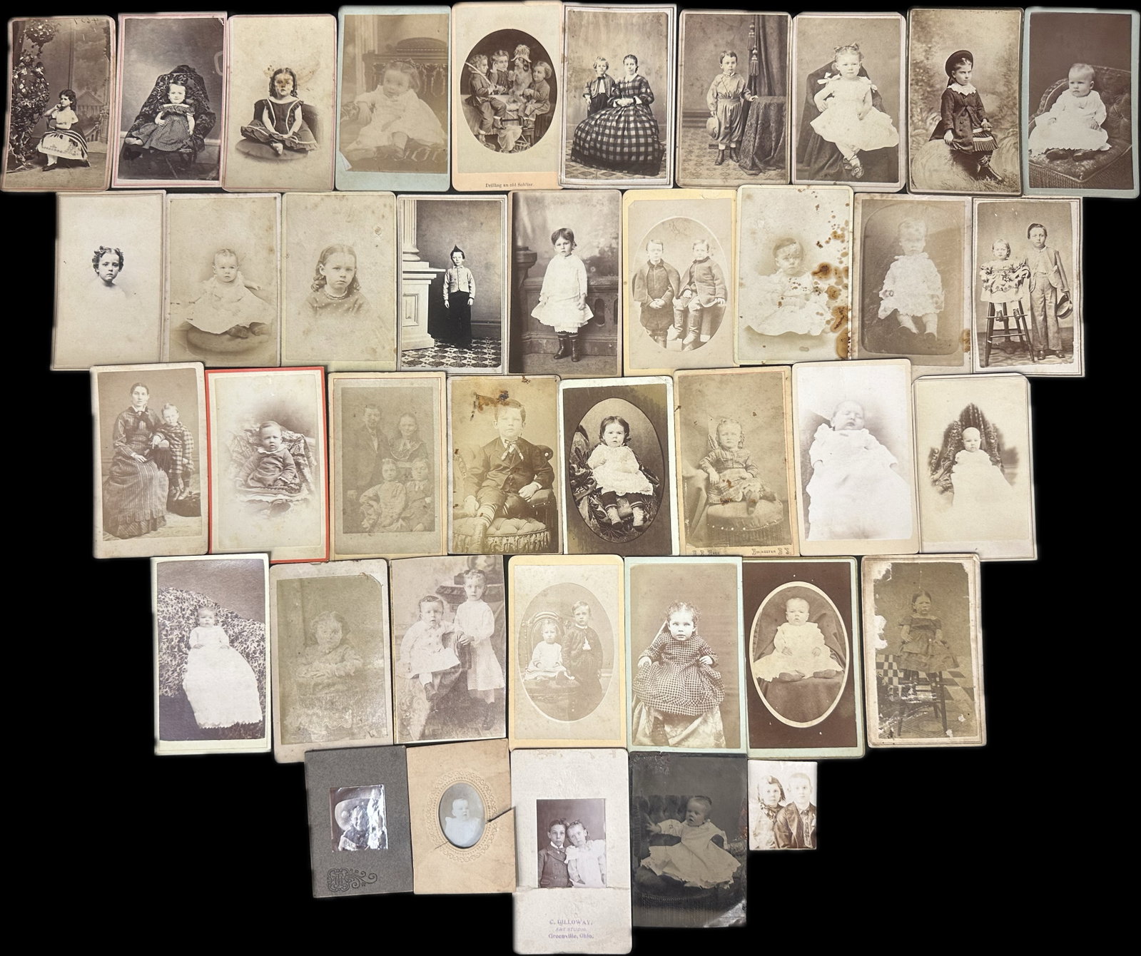Antique Lot 39 Original Children Boy Girl Mom CDV 1860s-80s Photographs: This lot consists of 39 original cdvs and photographs in varying sizes and by various makers throughout the US. All photos depict children of all sorts of varying ages. Great condition lot.