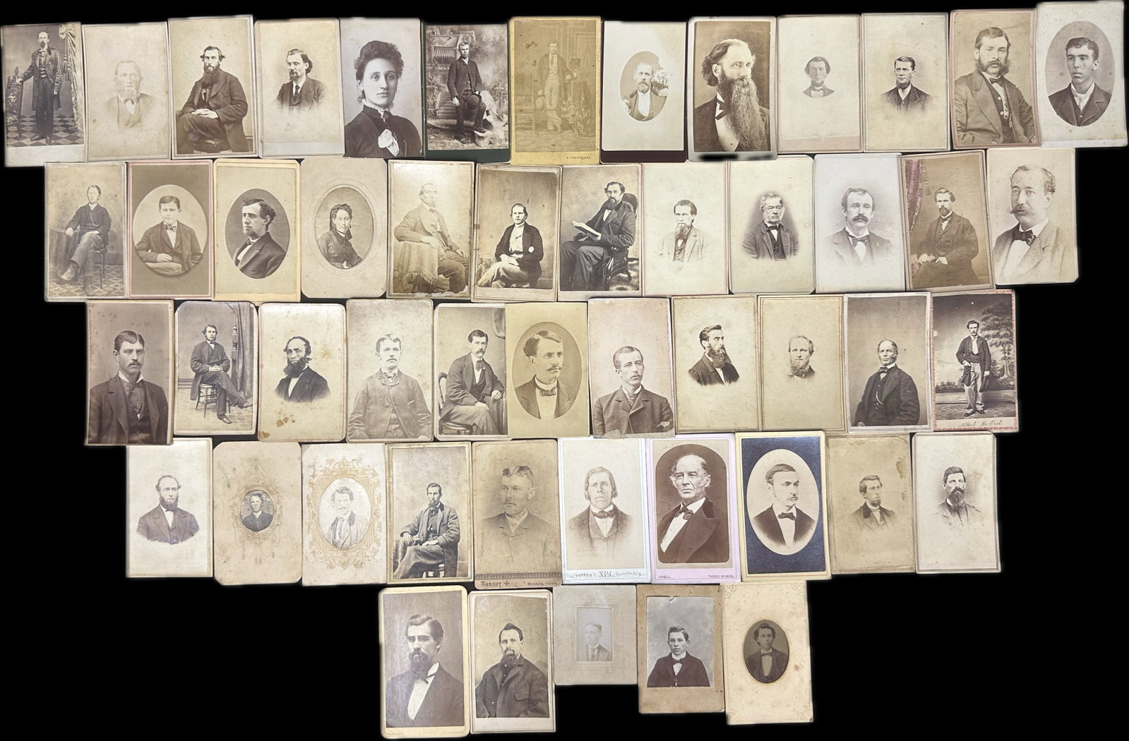 Antique Lot of 51 Original Men Male CDV 1860s-80s Photographs Mustache Facial Hair: This lot consists of 51 original cdvs and photographs in varying sizes and by various makers throughout the US. All photos depict men of all sorts of varying ages. Great condition lot.