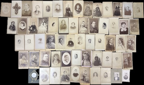 Antique Lot of 61 Original Woman Female CDV 1860s-80's Photographs