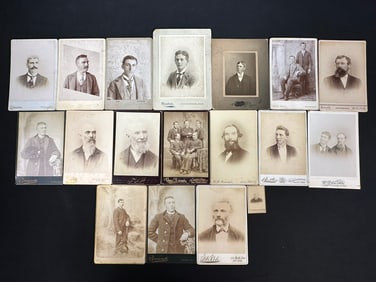 Large Lot of 18 Victorian Era Cabinet Card Photographs All Featuring Men