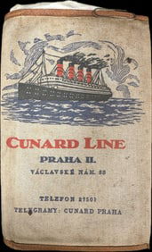 Large Lot 1900s Era Immigration Related Passport Ephemera & Cunard Line Advertising Cloth Holder