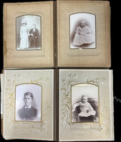 Lot of 2 Victorian Era Celluloid Cabinet Card Albums 52 Cabinet Card Photographs