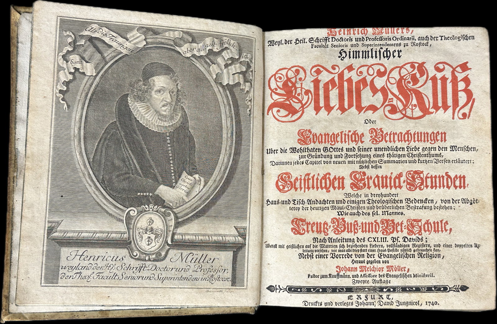 Fantastic Large 18th Century German Bible Dated 1740 Leather Cover (1 of 14)