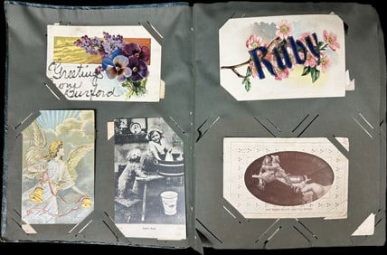 Early 1900s 68 Postcard Album Lot Holiday Travel Humor Themes