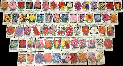 Large Lot Early 1900s 40 Seed Paper Envelopes Flagomarsino Sacrmento California Lot #1