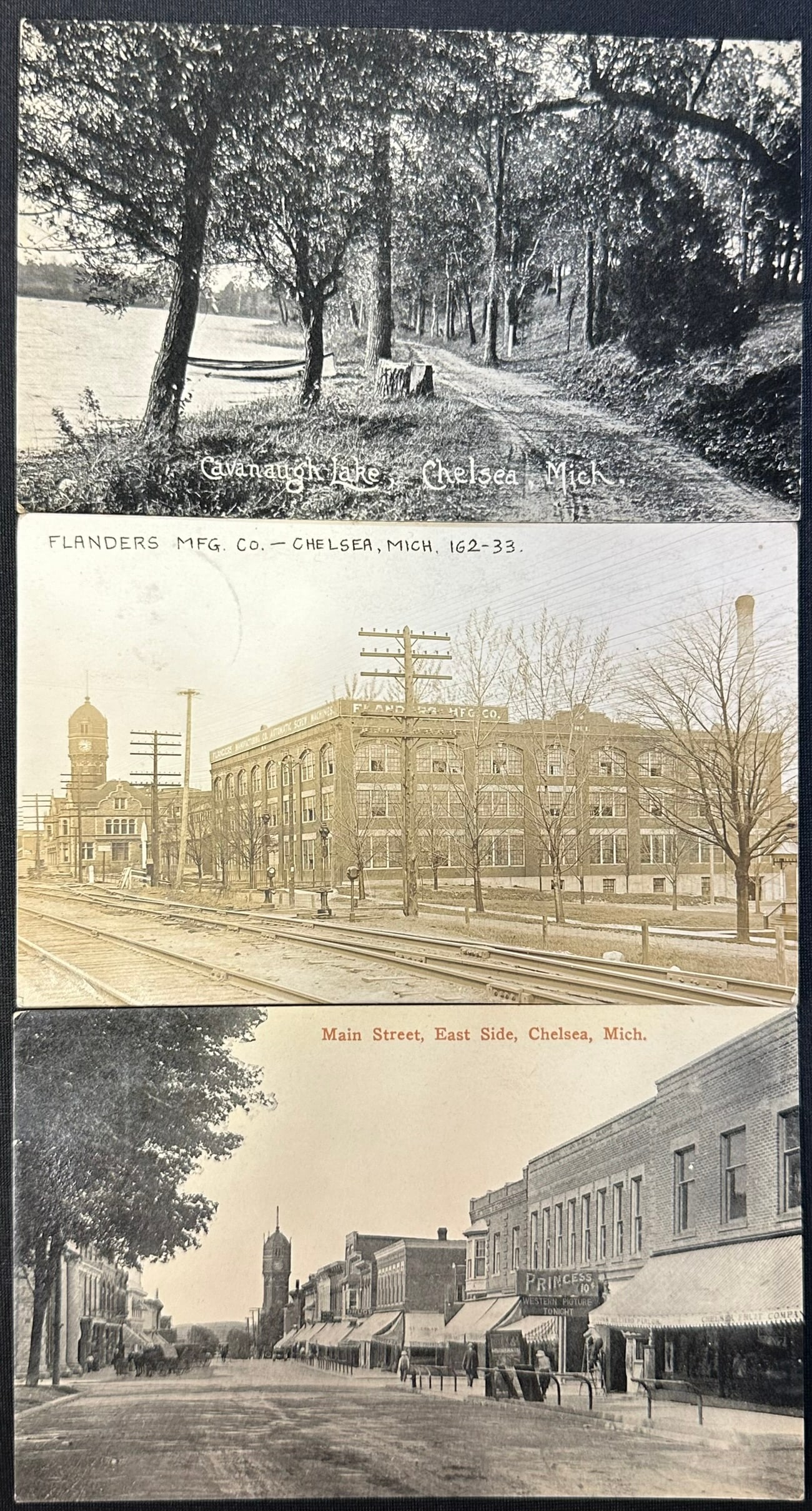 Lot of 3 Early 1900s Real Photo RPPC Street Views Chelsea Michigan (1 of 6)