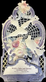 Incredible Early 1900s Wolfe's Chevrolet Sales & Service Embossed Paper Wall Hanging Advertising