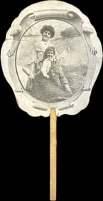 Early 1900s Advertising Hand Fan WB Murray Dry Good Grocery Grass Lake Michigan