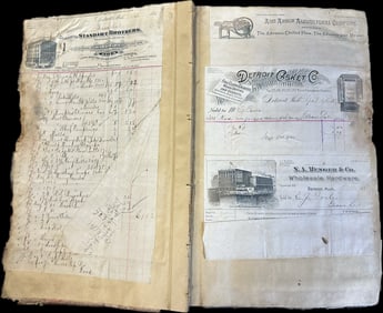 Antique Foster's Hardware Store Ledger Filled Invoices Dated From 1880 Grass Lake Michigan Ephemera
