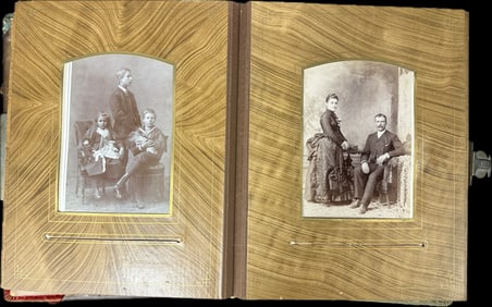 Fantastic Late 1800s Victorian Era Photo Album Filled 44 Cabinet Cards/CDVs