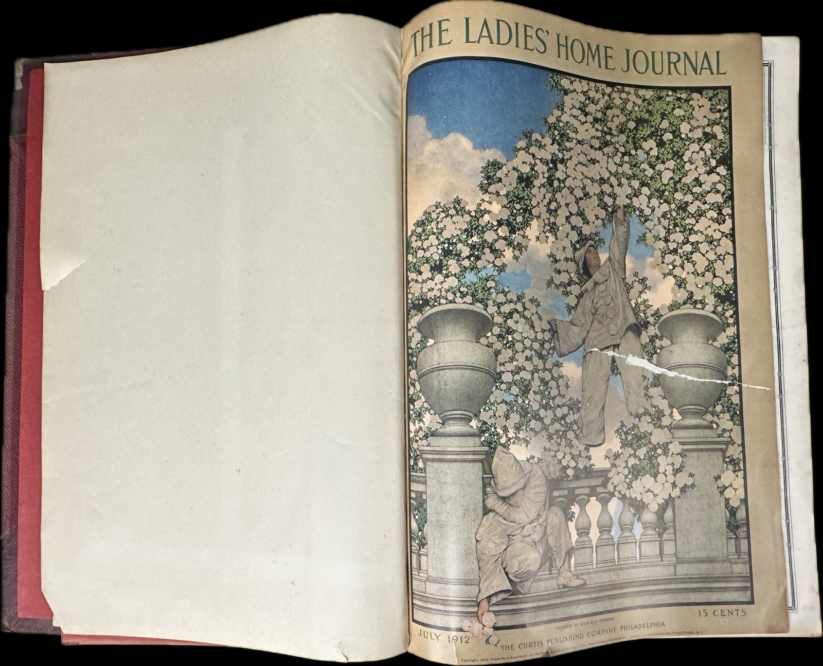 Early Ladies Home Journal Bound Edition July - December 1912 Maxfield Parrish: Hard to find early bound edition of The Ladies Home Journal, from July - December 1912. Pages filled with wonderful advertisements and informative articles. Some great art is featured as well, includi