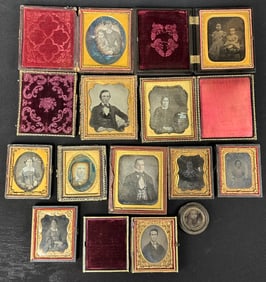 Fantastic Lot of 12 19th Century Ambrotype Daguerreotype Cased Photos Men Women Children