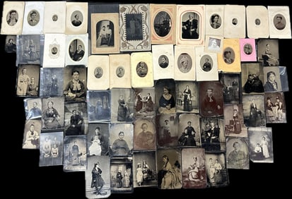 Large Lot of 61 19th Century Women Tintypes