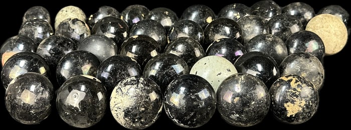 Large Lot of 40 19th Century Black Porcelain Door Knobs