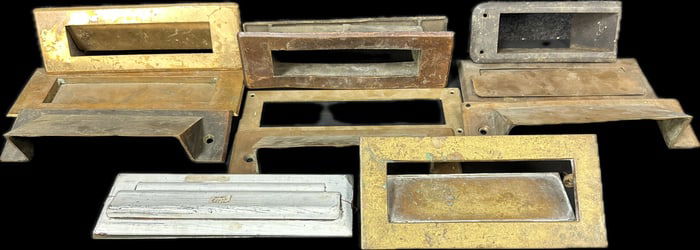 Lot of 11 Early 1900s Brass Mail Envelope Slots