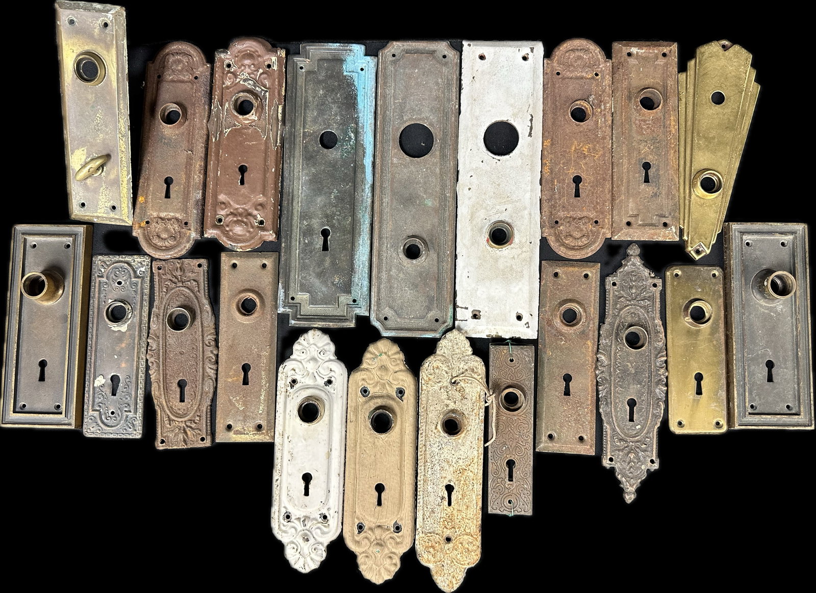 Lot 23 Original Antique Early 1900s Victorian Door Plates Art Deco (1 of 7)