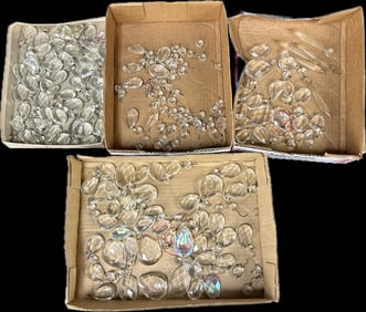 Huge Lot of 121 Early 1900's Glass Hanging Chandelier Lamp Dangling Prisms