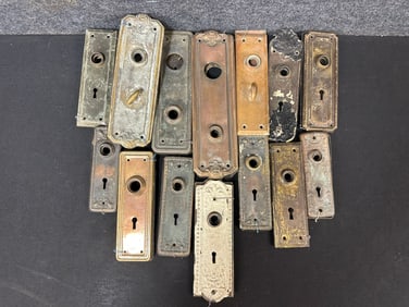 Lot 14 Pairs 28 Piece Lot Original Antique Early 1900s Victorian Door Plates Art Deco