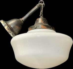 Antique Early 1900s Japanned Finish Hanging Lamp