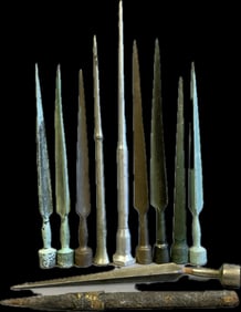Lot of 11 Antique Original Brass Weathervane Lightning Rod Spear Tip Top Finials Lot #1