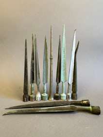 Lot of 11 Antique Original Brass Weathervane Lightning Rod Spear Tip Top Finials Lot #2