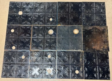 Fantastic Lot 12 Eastlake Victorian Heavily Embossed Tin Ceiling Tile Squares