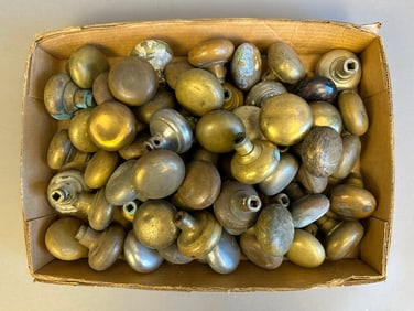 Huge Lot 59 Antique Matching Brass Victorian Era Door Knobs