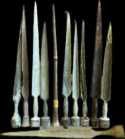 Lot of 11 Antique Original Brass Weathervane Lightning Rod Spear Tip Top Finials Lot #4