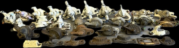 Huge Lot 23 Victorian Cast Iron Window Latch Lock Sash Keeper